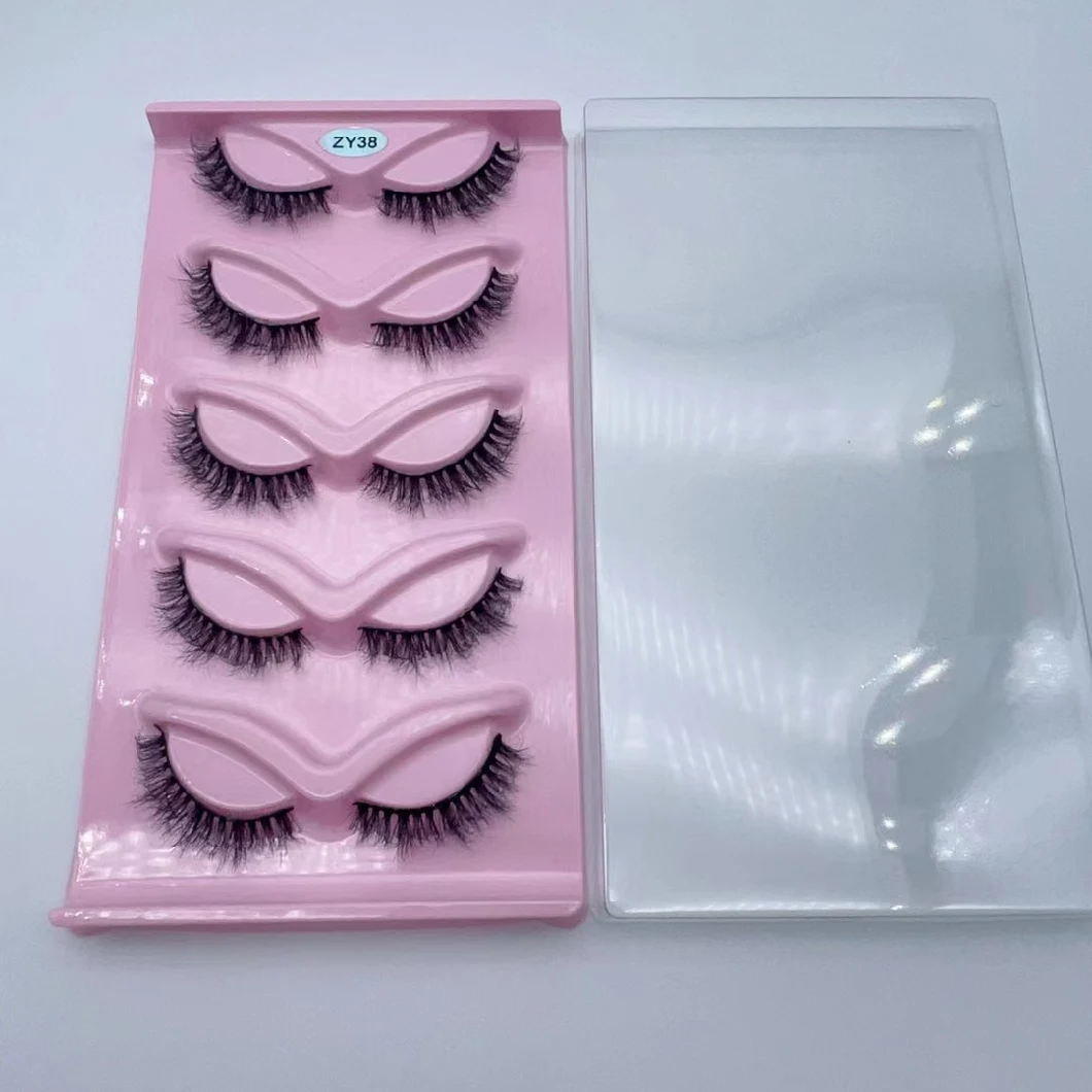 Makeup Beautiy 3D 5D 5pairs Faux Mink Fiber Eyelash Comestics Silk Eyelashes with Free Package Box