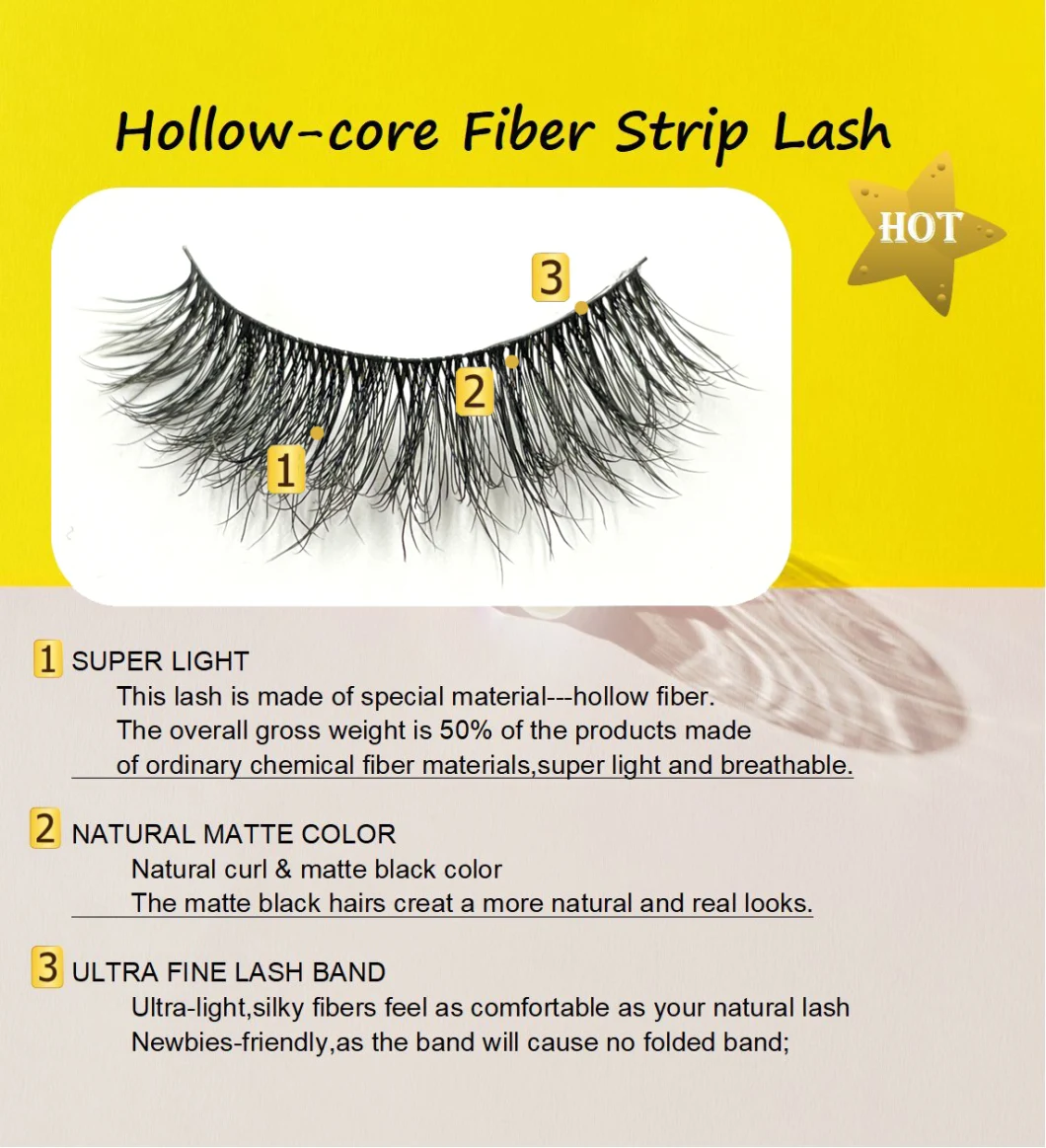 2023 Light and Soft Hollow Soft Lightweight Vegan False Eyelash Gray Tip Wave Effect Synthetic Eyelashes Distributor