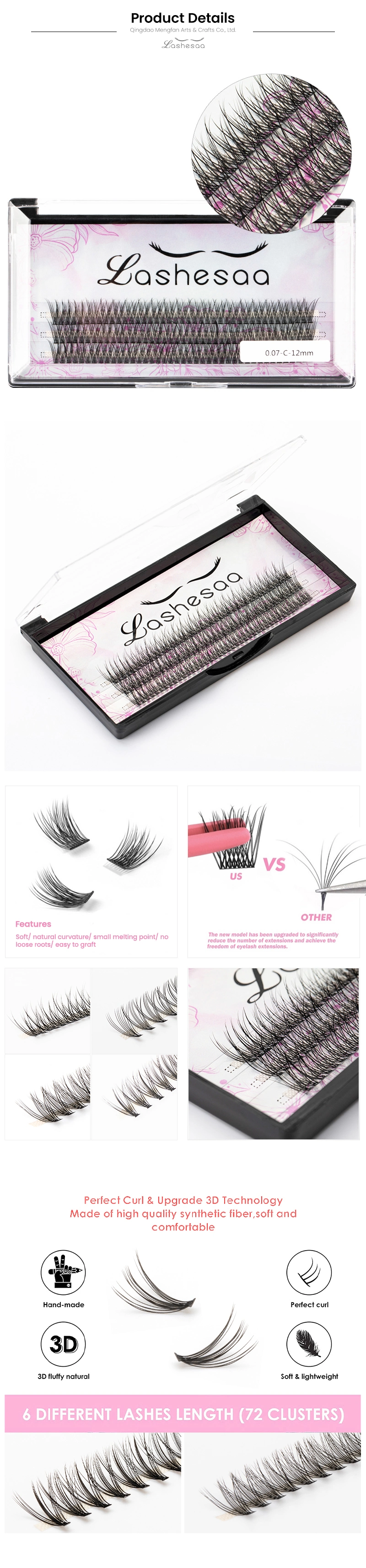 Mengfan China Make up Eye Lash Manufacturers Synthetic Lash Extension 20d Russian Volume Wholesale Eyelash Soft Natural Eyelash Extension Individual Eyelashes