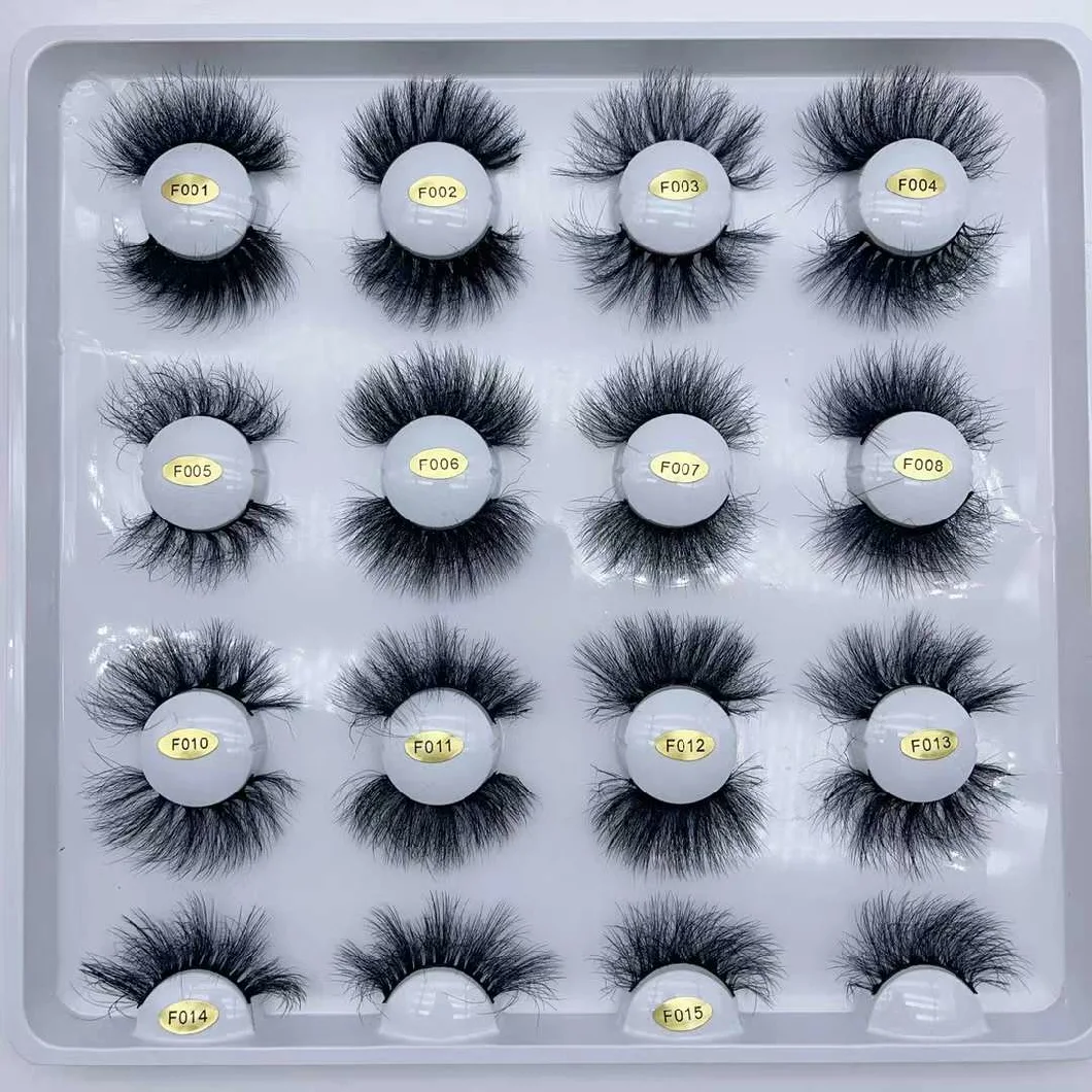 Beauty Eyelashes Makeup Lashes Cosmetic 25mm 3D Individual Eyelash Extension Human Hair Mink Eyelashes with Free Box