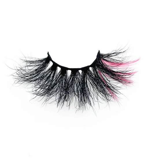 Supplier Wholesale Fashionable Mink Colored Eyelashes Black with Red Highlighter Colored Eyelashes /2 Tone Mixed Eyelashes 71A-7c