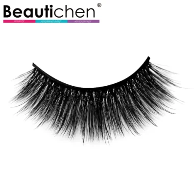 Beautichen Other Eyelashes Fake Silk Vegan Faux Mink Lash Wholesale 3 Pairs Makeup False Fiber Eye Lashes Soft Black Band Synthetic Strip Eyelashes